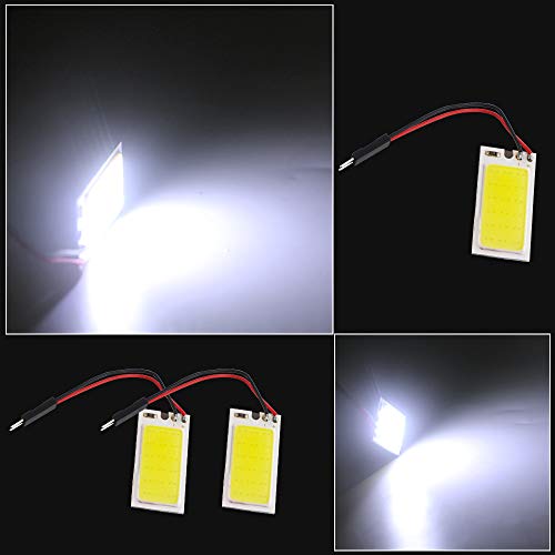 Grandview White COB 18SMD LED Panel Dome Light Auto Car Interior Reading Plate Light Roof Ceiling Interior Wired Lamp + T10 Adapter + BA9S Adapter + Festoon Adapter DC12V (40mmX20mm-10PCS) - Image 4