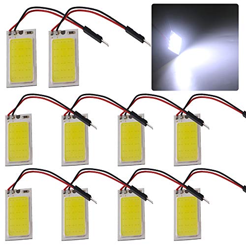 Grandview White COB 18SMD LED Panel Dome Light Auto Car Interior Reading Plate Light Roof Ceiling Interior Wired Lamp + T10 Adapter + BA9S Adapter + Festoon Adapter DC12V (40mmX20mm-10PCS) - Image 1