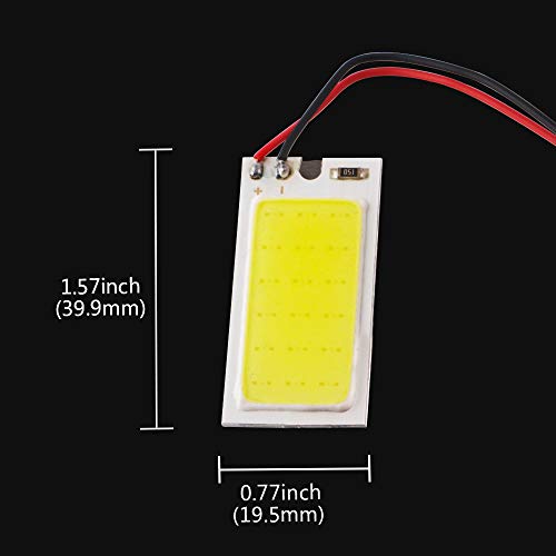 Grandview White COB 18SMD LED Panel Dome Light Auto Car Interior Reading Plate Light Roof Ceiling Interior Wired Lamp + T10 Adapter + BA9S Adapter + Festoon Adapter DC12V (40mmX20mm-10PCS) - Image 3