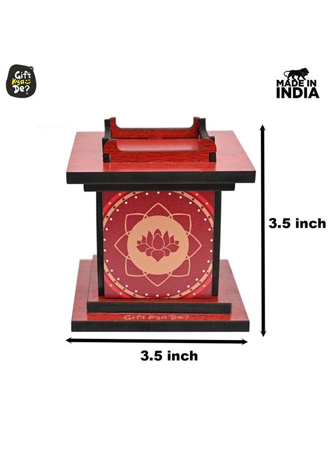 Gift Kya De حامل ديya خشبي تقليدي بتصميم تولسي تشورا مجموعة ديya مصنوعة يدويًا لزينة البوجا وزينة الرانغولي وزينة طاولة البوجا للديكور في معبد (عبوة من 4) - Image 3