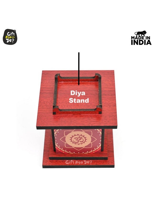 Gift Kya De حامل ديya خشبي تقليدي بتصميم تولسي تشورا مجموعة ديya مصنوعة يدويًا لزينة البوجا وزينة الرانغولي وزينة طاولة البوجا للديكور في معبد (عبوة من 4) - Image 5