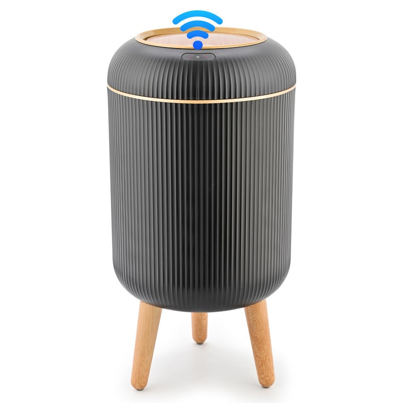 Pukomc Smart Sensor Wastebasket, Convenient and Hygienic Easy to Use, Technology Sensor Waterproof Wastebasket Plastic Trash can for Kitchen, Bathroom, Bedroom, Living Room, Office and Outdoor Black - Image 1