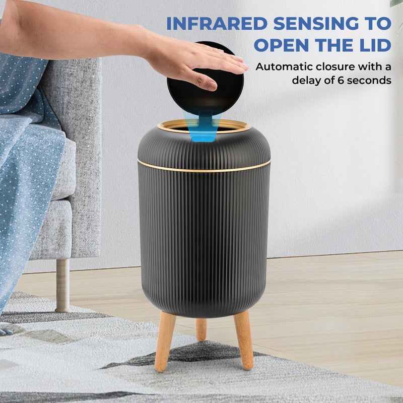 Pukomc Smart Sensor Wastebasket, Convenient and Hygienic Easy to Use, Technology Sensor Waterproof Wastebasket Plastic Trash can for Kitchen, Bathroom, Bedroom, Living Room, Office and Outdoor Black - Image 2