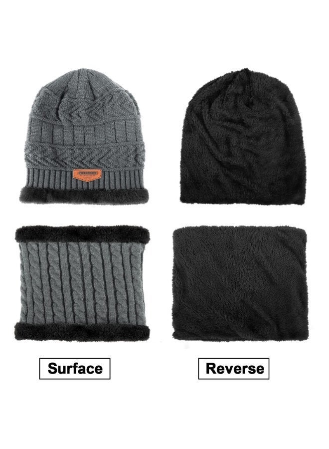 كوفوز القبعة الشتوية الوشاح القفازات مجموعة، الصوف مصفوفة سلوشي بيني الثلج الحياكة الجمجمة كاب شاشة لمس الأوشاح الدائرة للرجال والنساء - Image 3
