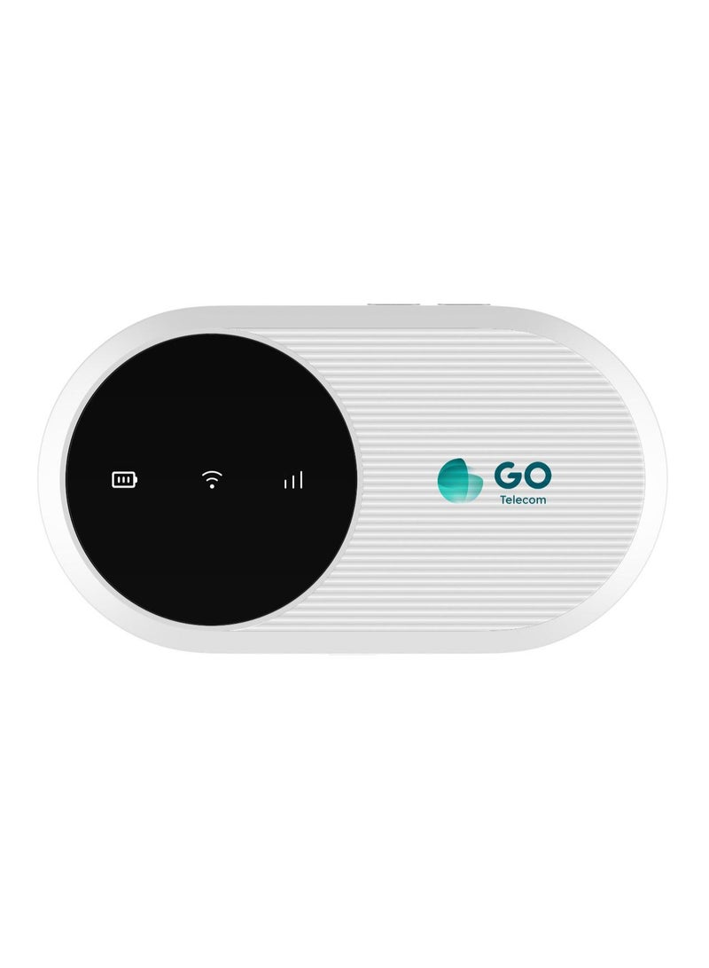 GO Mifi U20s Pro 4G LTE CAT6 Portable Router Up to 300 Mbps, 3000mAh, Dual Band, With Unlimited 6 Months Internet Subscription | White - Image 1