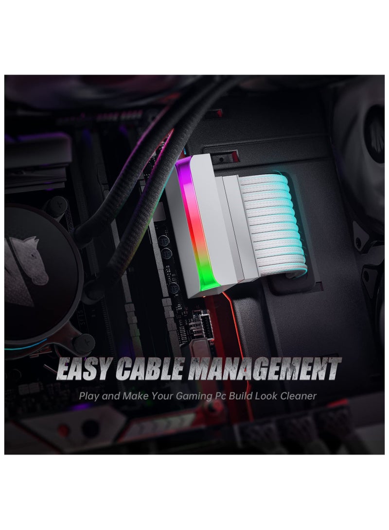 SYOSI ATX 24 Pin 90 Degree Adapter, Computer Motherboard 24 Pin Female to Male Right Angle ARGB Rainbow Power Connector Supply Cable Modular DIY Mounting Accessessory with 5v 3Pin ARGB Light (White) - Image 4