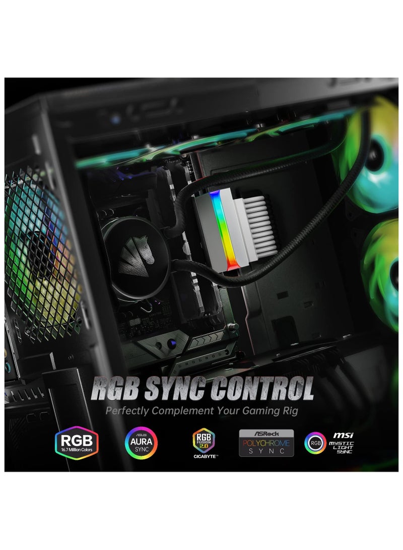 SYOSI ATX 24 Pin 90 Degree Adapter, Computer Motherboard 24 Pin Female to Male Right Angle ARGB Rainbow Power Connector Supply Cable Modular DIY Mounting Accessessory with 5v 3Pin ARGB Light (White) - Image 3