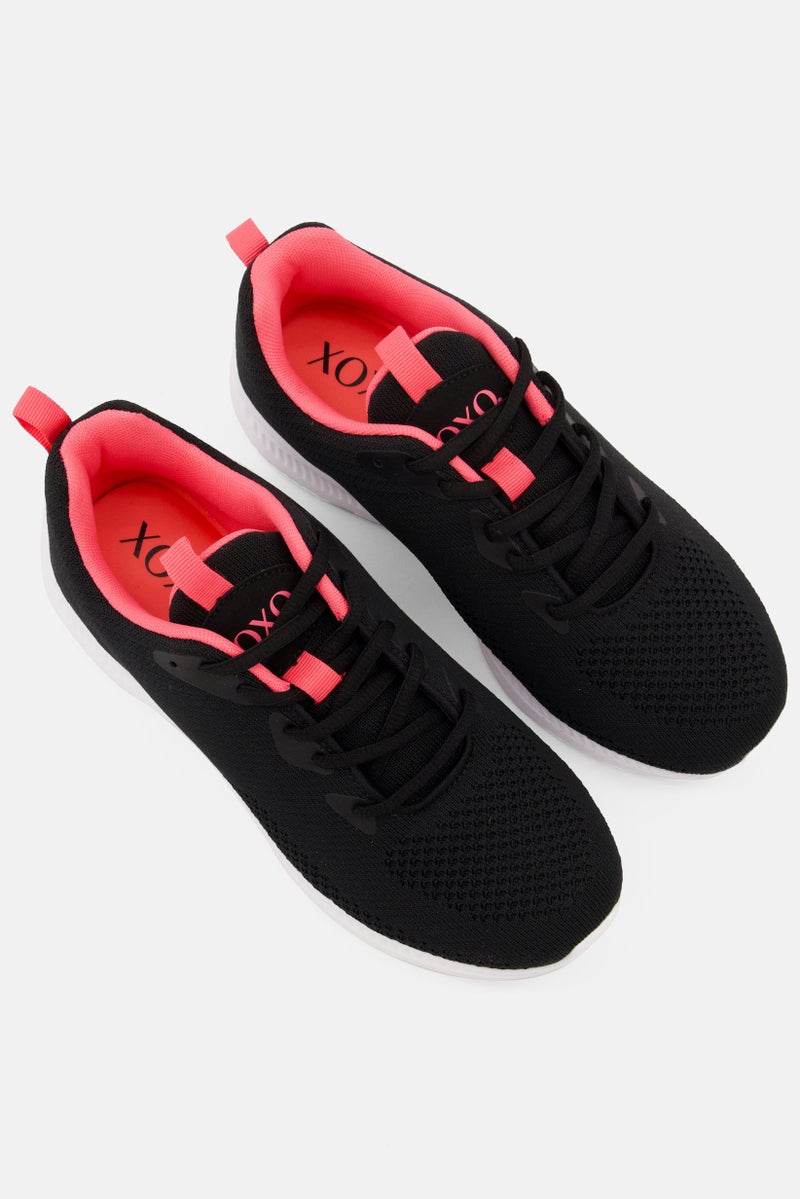 XOXO Women Jenson Lace Up Training Sports Shoes, Black - Image 4