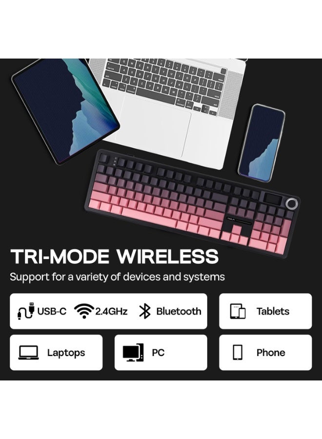 Aula F108 PRO Wireless Gaming Keyboard with Screen, 8000mAh Battery, 104 Hot-Swappable and Programmable Keys and Knob, RGB Backlight, for Mac/PC/Android (Pink Gradient) - Image 3