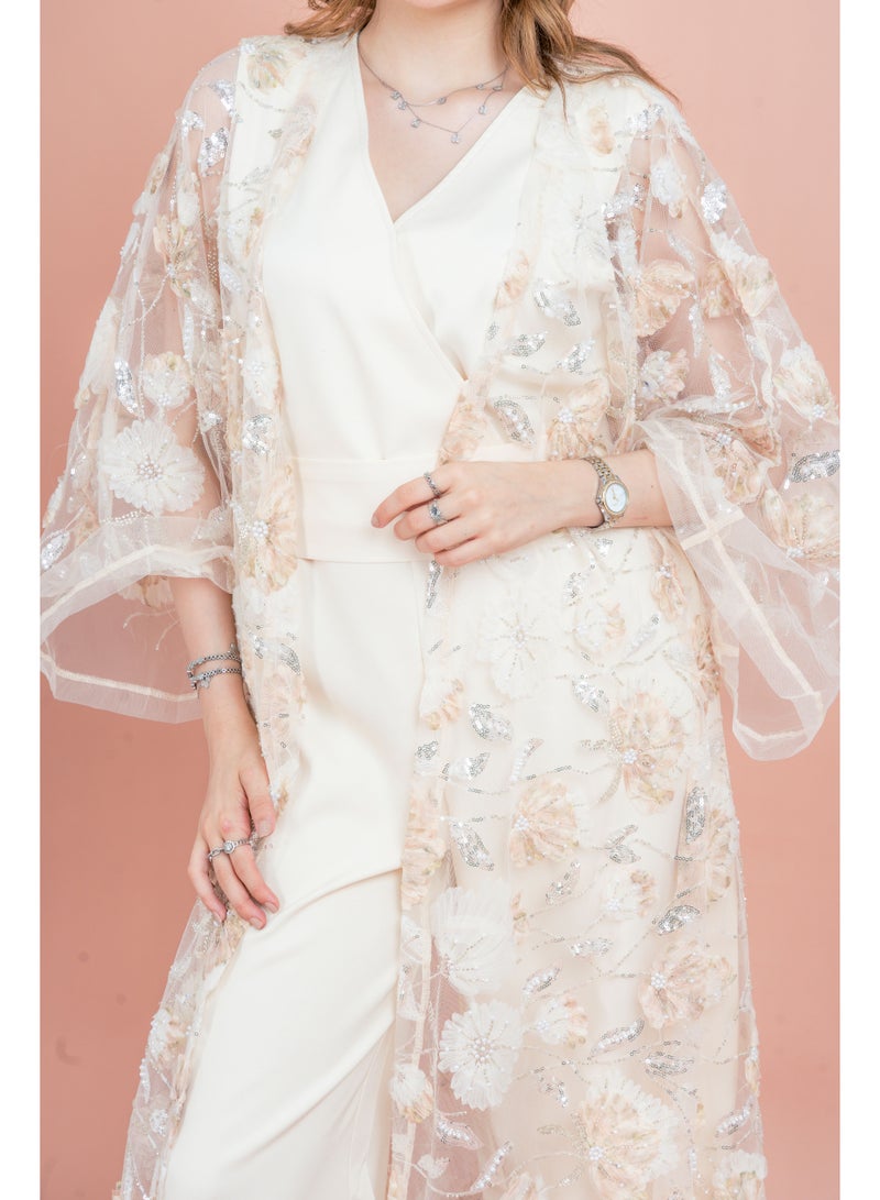 اكسا عباية عصرية بمزيج من الأزهار - Image 4