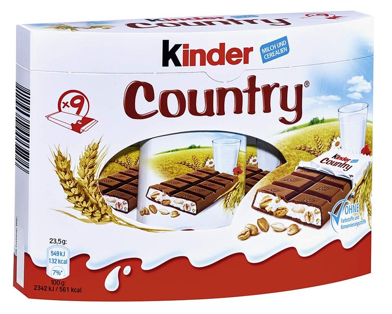 Ferrero Kinder Country Milk Chocolate with Cereal Bar Box 9 X 235 g 2115 g - Image 1
