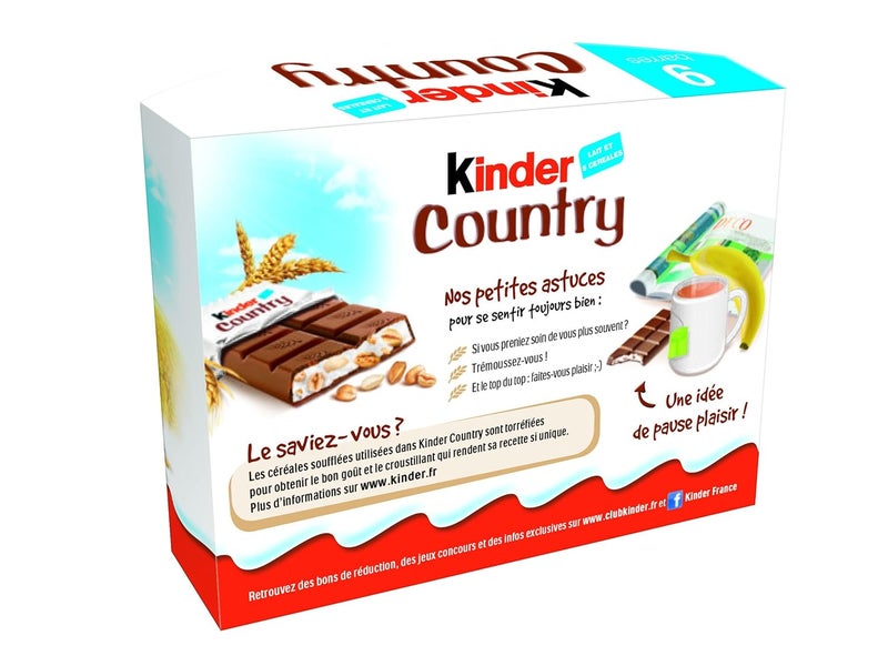 Ferrero Kinder Country Milk Chocolate with Cereal Bar Box 9 X 235 g 2115 g - Image 2