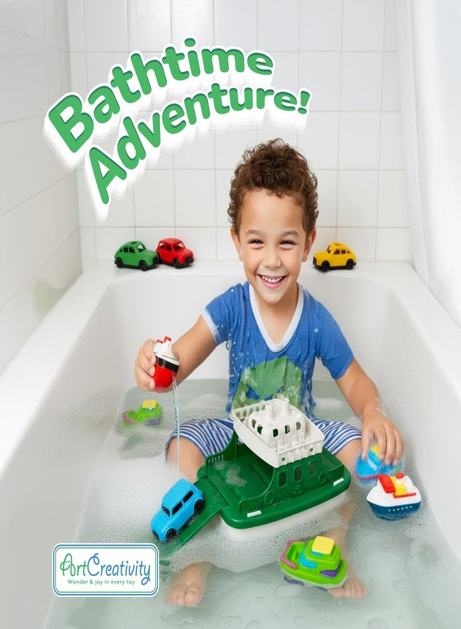 ArtCreativity Ferry Boat Bath Toy for Toddlers - 9 Pcs - Baby Bathtub Floating Water Toy with 4 Mini Cars, 4 Squirter Animals, Lights & Sounds for Imaginative Play - Kids Birthday Gift Party Favor - Image 2