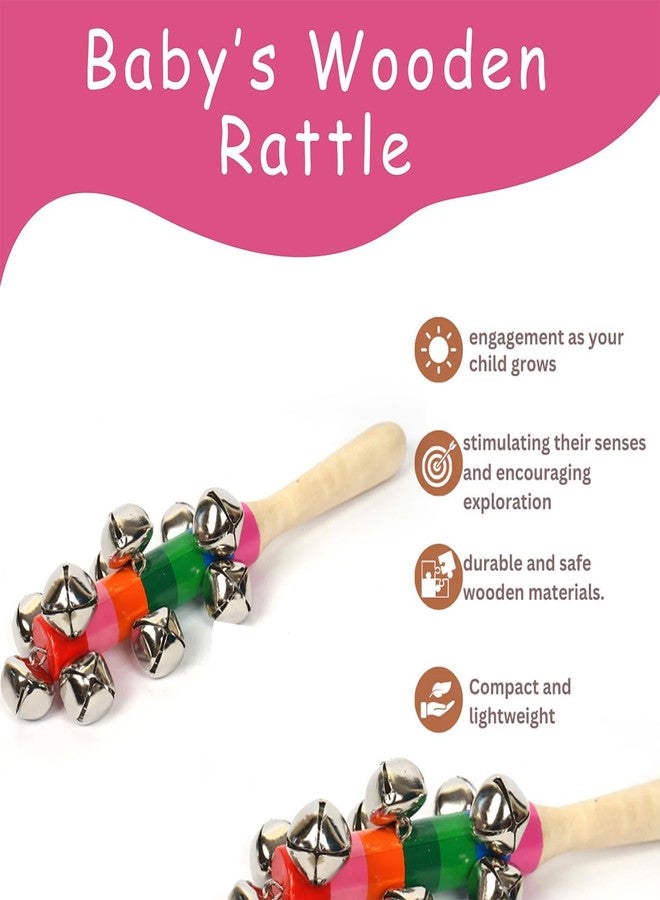 Bloombec Wooden Non Toxic Colourful Rattle Toy for New Born Baby, Musical Infant Toy, Teether for Babies, Toddler (Pack of 1 Jingle Bell) - Image 3