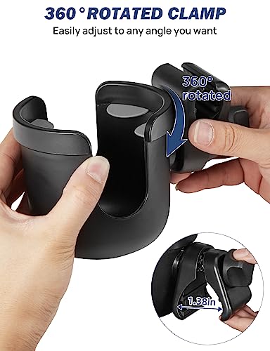 JOYTUTUS Wheelchair Cup Holder, Rollator Cup Holder, 4 Flexible Tabs with Hook Drink Holder for Walker, Scooter, Stroller, Mobility - Image 4