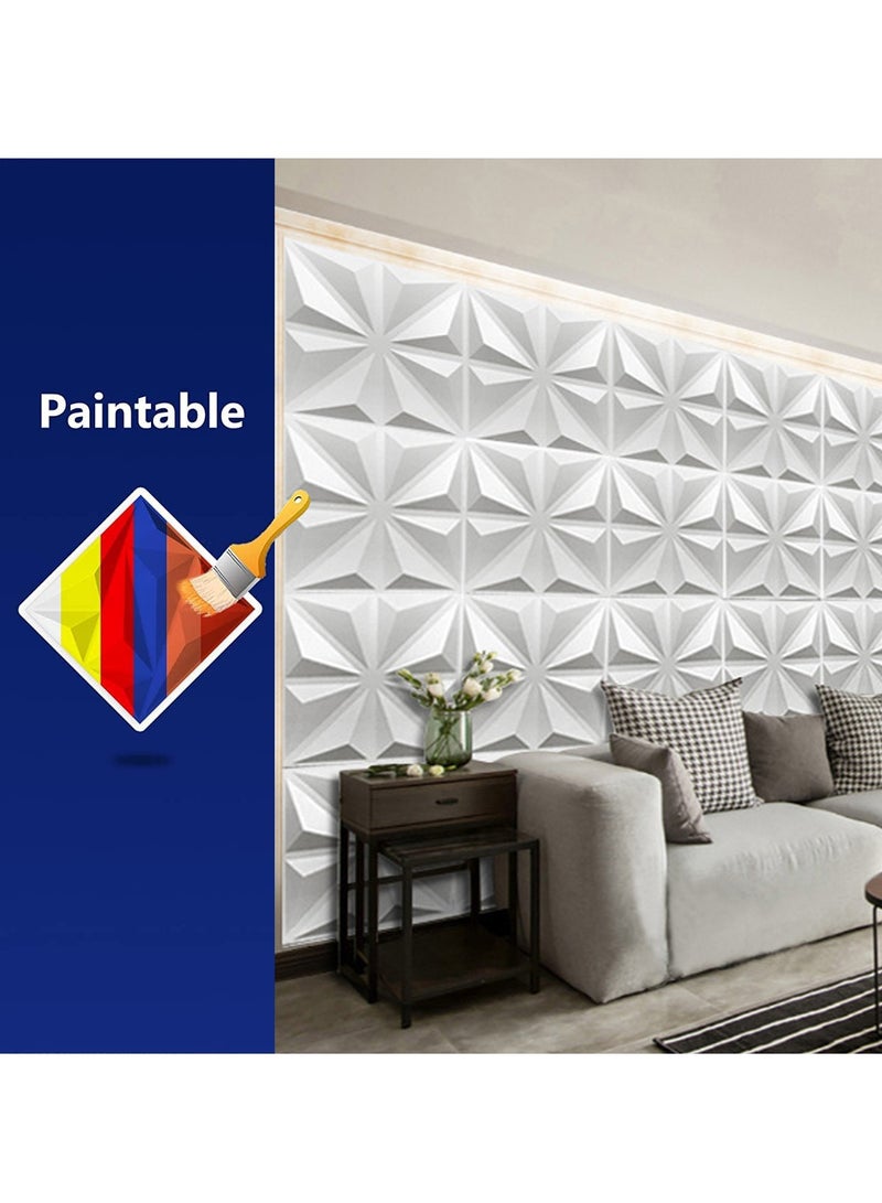 12 قطعة من لوحات الحائط ثلاثية الأبعاد، 19.7 × 19.7 بوصة، ألواح حائط PVC منقوشة بالألماس مقاومة للماء، ورق حائط ذاتي اللصق قابل للإزالة، بلاط حائط داخلي حديث (نسيج الماس) - Image 3