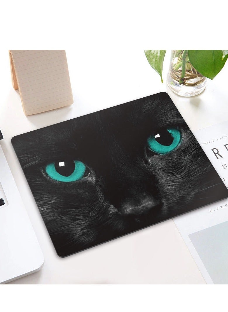 Non Slip Rubber Mousepad Cool Blue Eyes Black Cat Gaming Mouse Pad (24X20X0.3cm) - Image 2