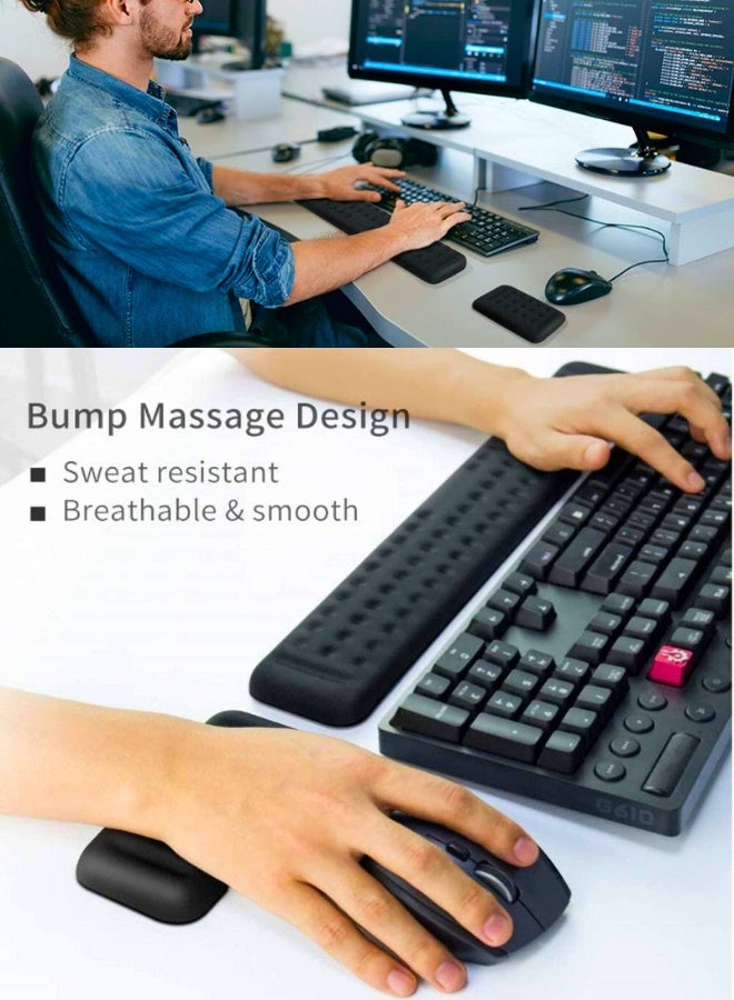 Memory Foam Keyboard and Mouse Wrist Rest Pad, Ergonomic Keyboard Wrist Rest, Wrist Support Pad, Keyboard Support, Pain Relief Easy Typing for Desktop Computer, Home, Office and Laptop - Image 2