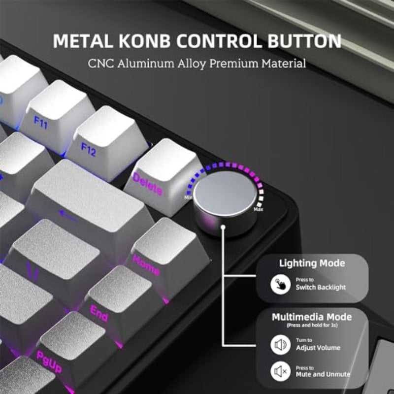 x ATTACK SHARK X85 Gasket Mechanical Keyboard75 Wireless Gaming Keyboard with Knob 5-Layer Padding PBT Side-Printed Keycap BT5.1 2.4Ghz USB-C Wired Hot-Swap Linear Switch RGB NKRO for PC MAC - Image 3