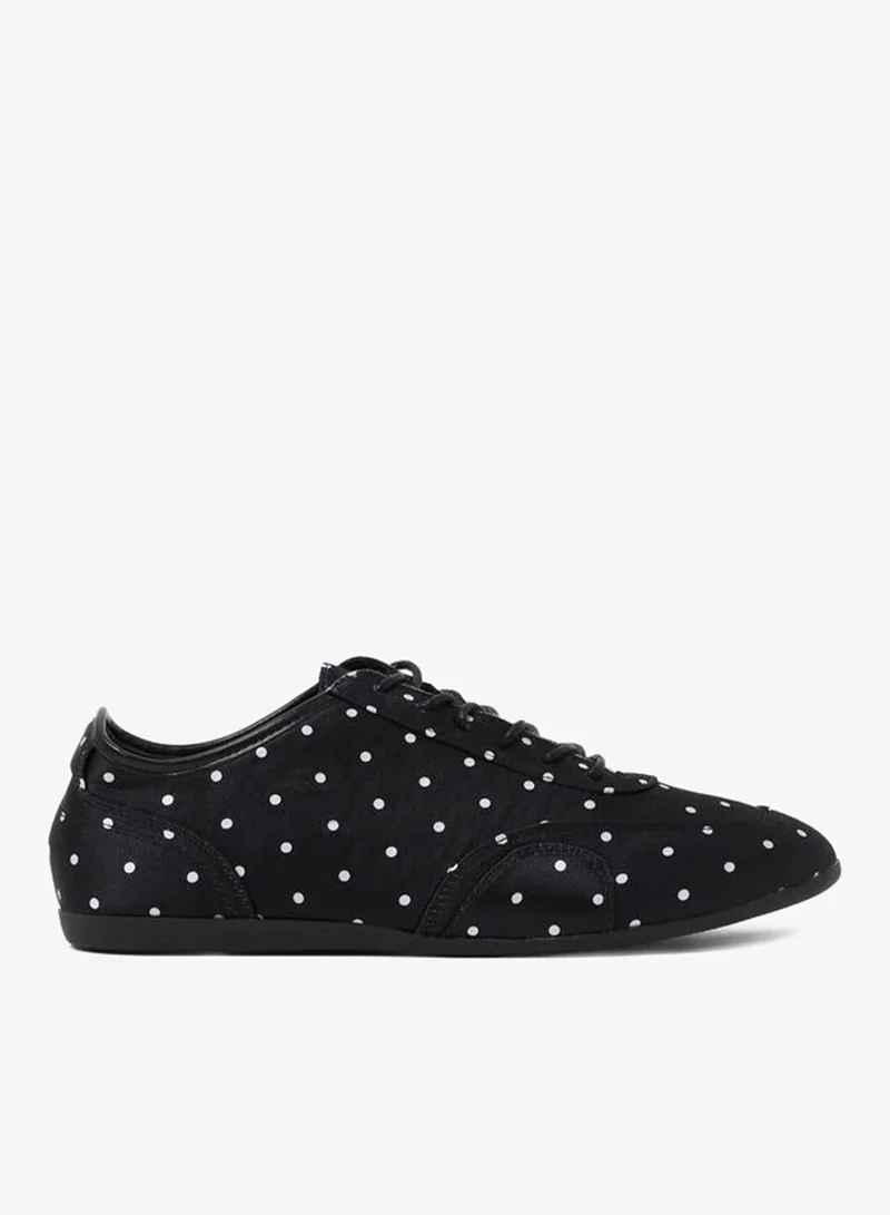 Styli Black Polka Dot Lace-Up Sneakers