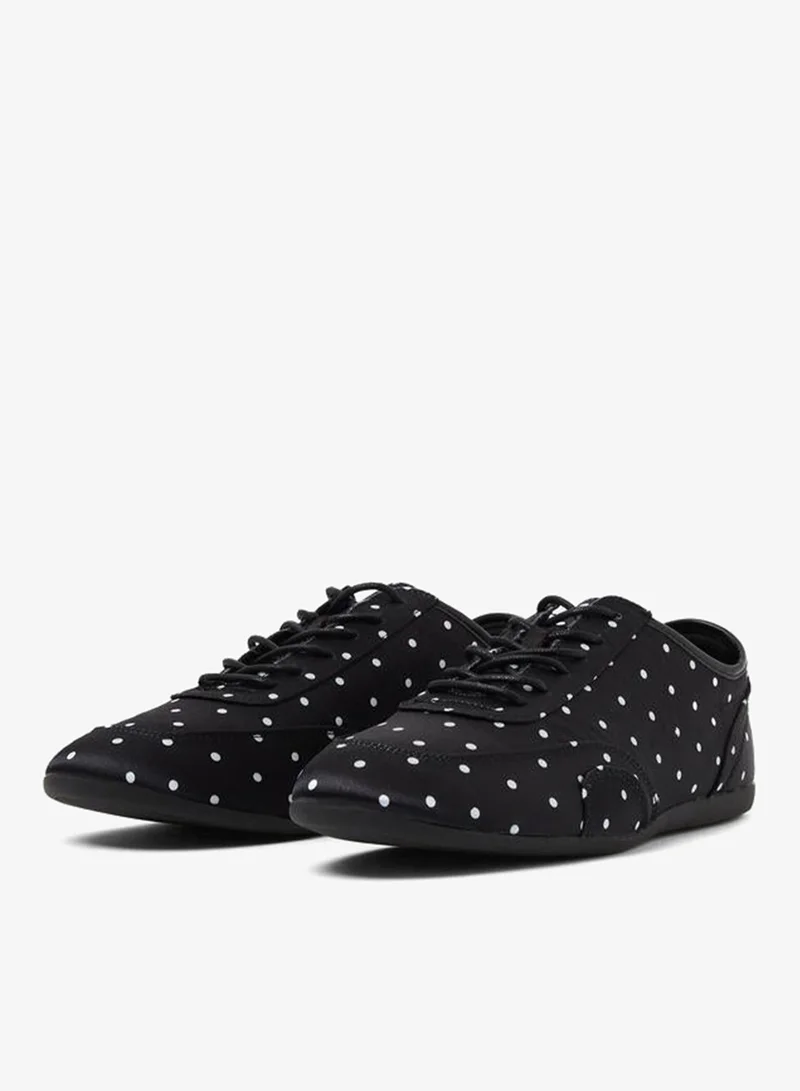 Styli Black Polka Dot Lace-Up Sneakers