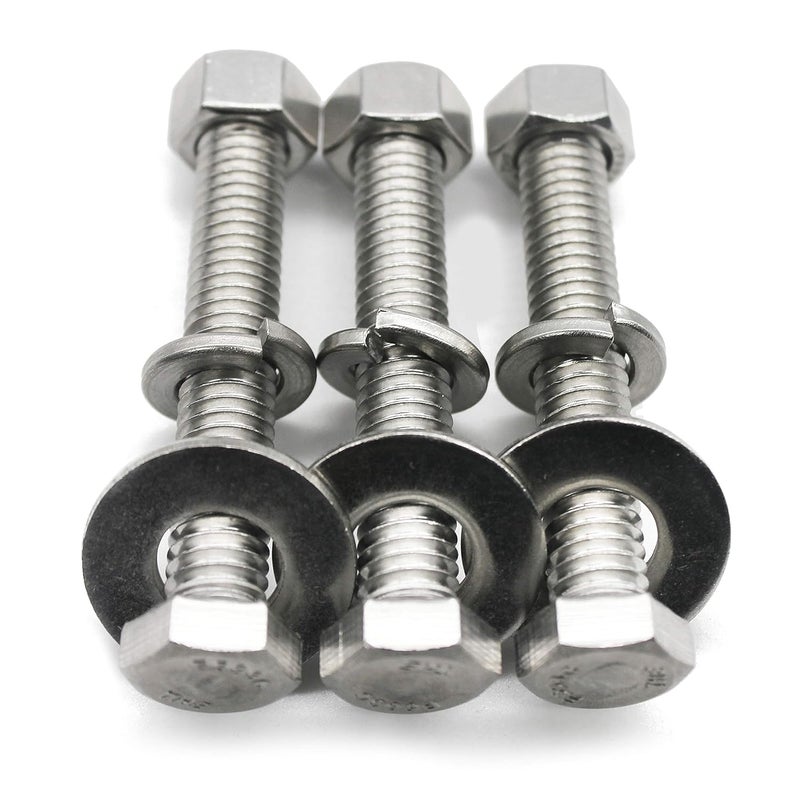 Fullerkreg (6 Sets) 3/8-16x2 Stainless Steel Hex Head Screws Bolts, Nuts, Flat & Lock Washers, 18-8 (304) S/S, Fully Threaded by Bolt - Image 4