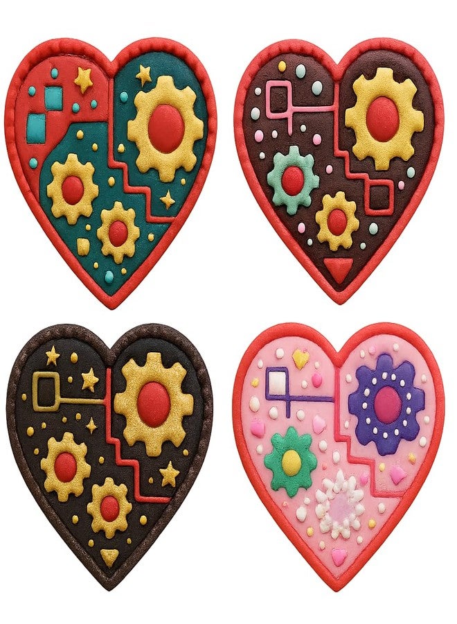Mighty Gadget Steampunk Heart with Gears Cookie Cutter & Stamp - 4x3.7" Intricate Design for Creative Baking (Random Color) - Image 4