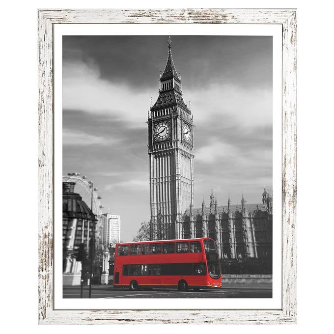 16x20 Picture Frame Wood Pattern Distressed White Poster Frame Wall Mounting Plexiglass Great for Prints Muraland ArtCP003MD16x20RW