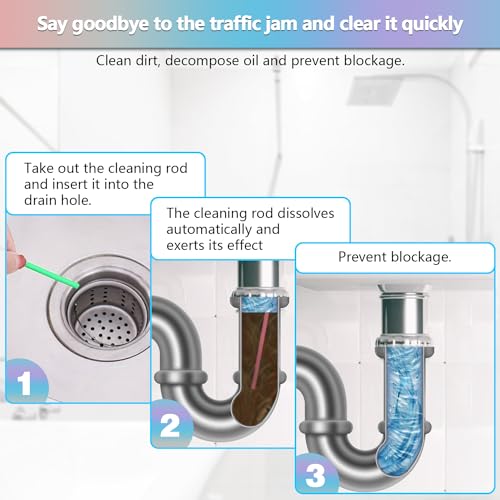 SAISN 72pcs Drain Cleaner Deodorizer Sticks - Keep Drain Pipes Clear, Prevent Clogs for Kitchen, Bathroom, Toilet (6 Color) - Image 2