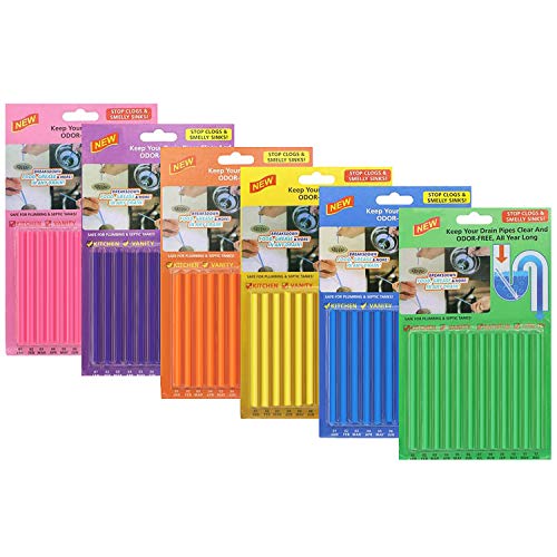 SAISN 72pcs Drain Cleaner Deodorizer Sticks - Keep Drain Pipes Clear, Prevent Clogs for Kitchen, Bathroom, Toilet (6 Color) - Image 1