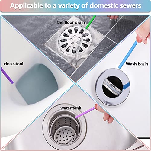SAISN 72pcs Drain Cleaner Deodorizer Sticks - Keep Drain Pipes Clear, Prevent Clogs for Kitchen, Bathroom, Toilet (6 Color) - Image 3