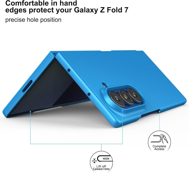 Tech Trendz TechTrendz Hard PC Ultra Slim Matte Case for Samsung Galaxy Z Fold 7,Shockproof Anti Scratch Protective Cover with Wireless Charging Compatible with Z Fold 7 5G (Blue) - Image 3