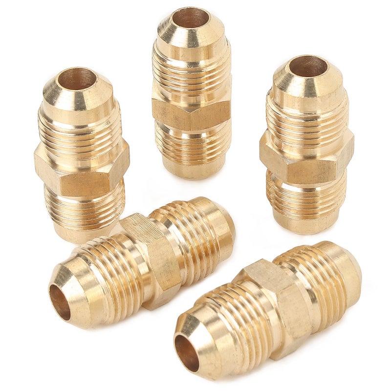 LTWFITTING Brass 3/8" OD Flare Union,Brass Flare Tube Fitting(Pack of 5)