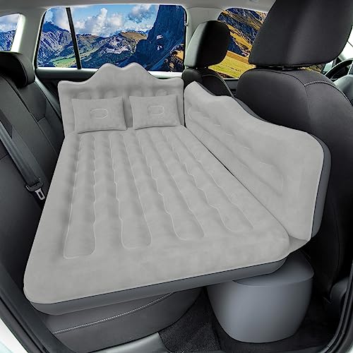 DikaSun Car Air Mattress, Inflatable SUV Truck Air Mattress Back Seat Camping Bed Thickened Car Sleeping Pad for Travel, Car Bed SUV Mattress with Air Pump 2 Pillows - Image 1
