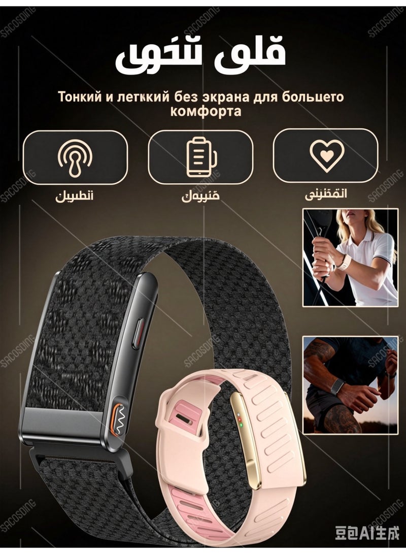 سوار تعقب الصحة واللياقة البدنية القابل للارتداء مع تخطيط القلب عند الطلب، تتبع النوم والنشاط، بطارية تدوم 7-10 أيام - Image 2