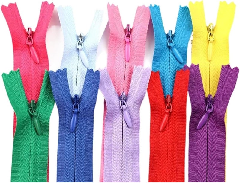 10Pcs/Pack 28cm - 60cm 3# Invisible Zipper Nylon Coil Zipper for DIY Handcraft Cloth Sewing Accessories(Dark Purple,28cm) - Image 2