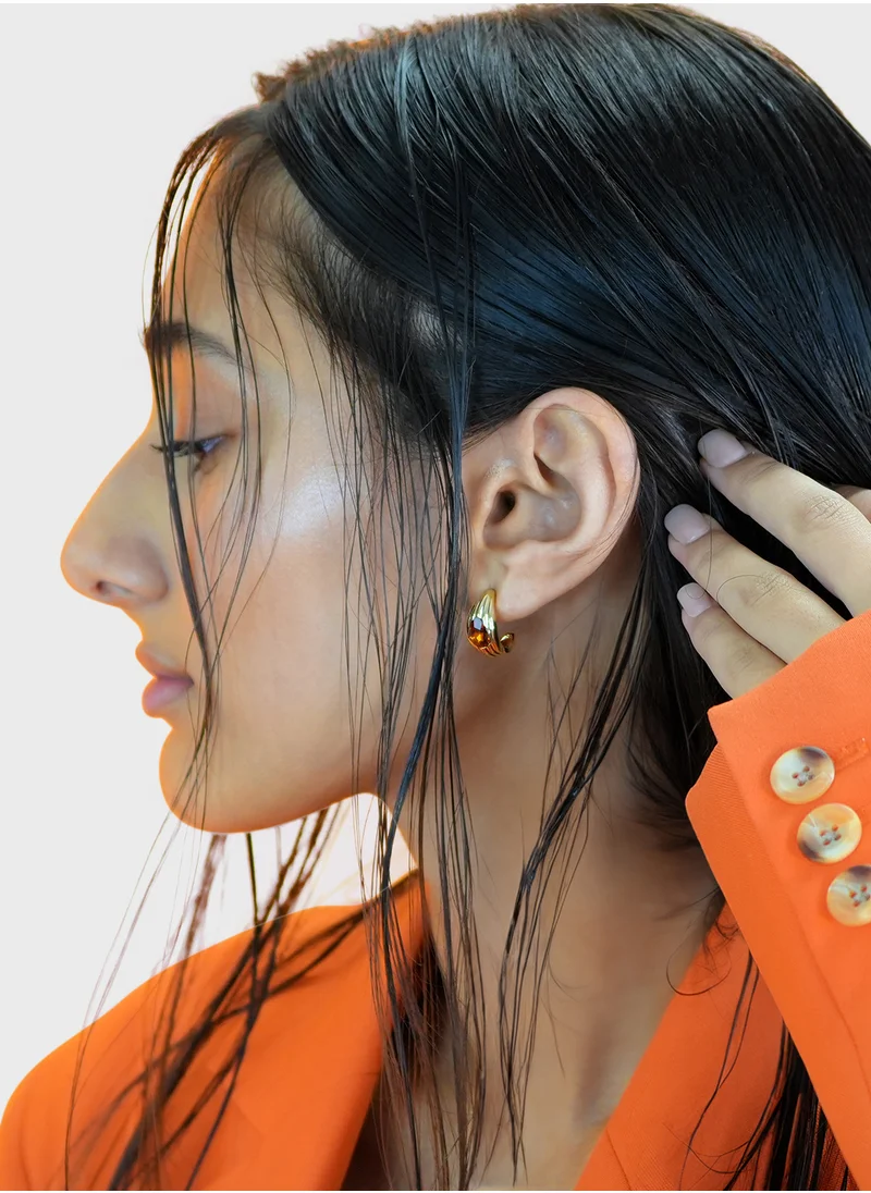 باكلي لندن Topaz Praline Huggie Stud Earring
