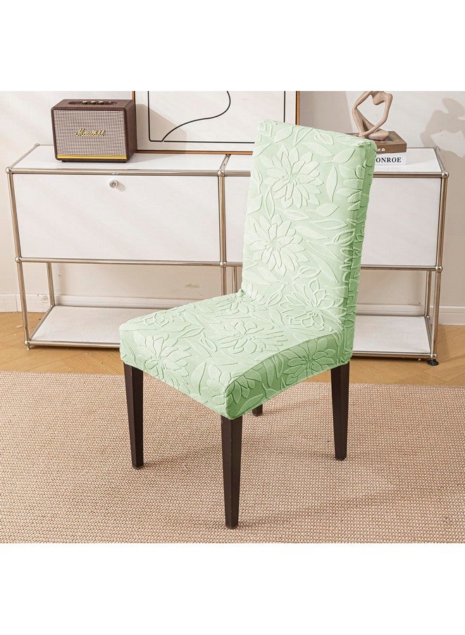 House of Quirk Stretchy Universal Camellia Jacquard Waterproof Chair Cover Removable & Washable Short Dining Chair Cover Protector Seat Slipcover (Green,Pack of 1) - Image 2
