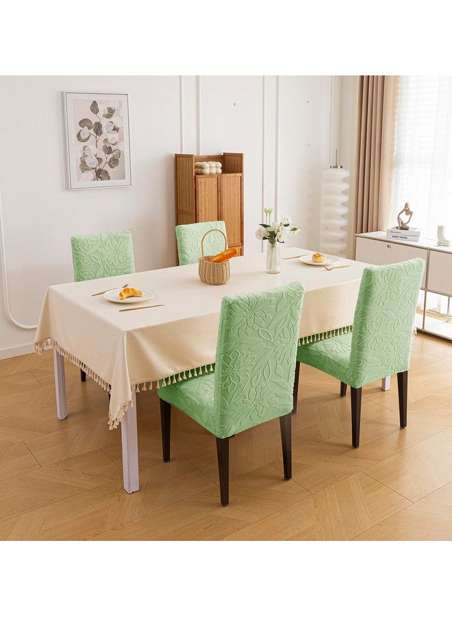 House of Quirk Stretchy Universal Camellia Jacquard Waterproof Chair Cover Removable & Washable Short Dining Chair Cover Protector Seat Slipcover (Green,Pack of 1) - Image 3