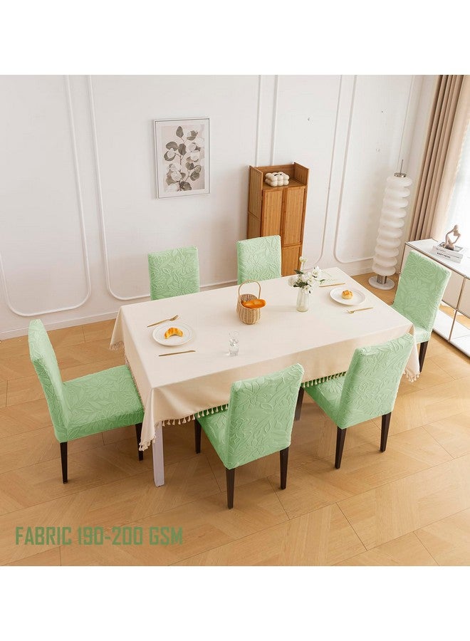 House of Quirk Stretchy Universal Camellia Jacquard Waterproof Chair Cover Removable & Washable Short Dining Chair Cover Protector Seat Slipcover (Green,Pack of 1) - Image 4