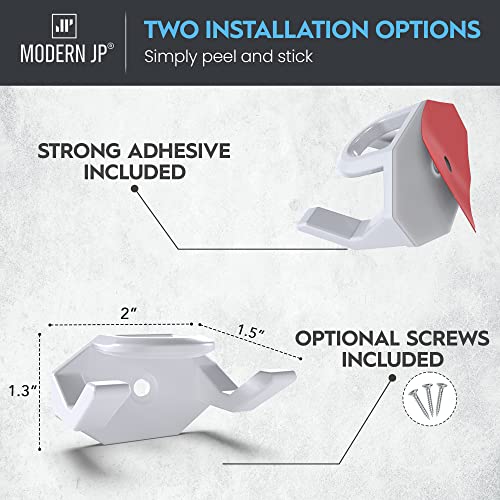Modern JP Adhesive Hat Hooks for Wall (16-Pack) - Hat Rack for Baseball Caps, Minimalist Hat Display, Strong Hold Hat Hangers for Wall - USA Patented, White - Image 3