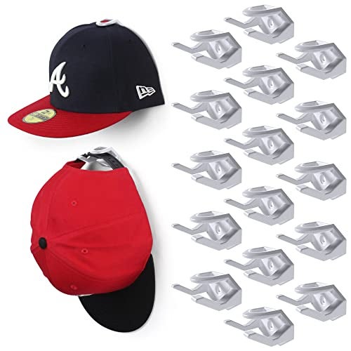 Modern JP Adhesive Hat Hooks for Wall (16-Pack) - Hat Rack for Baseball Caps, Minimalist Hat Display, Strong Hold Hat Hangers for Wall - USA Patented, White - Image 1