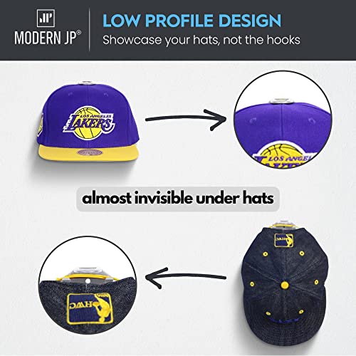 Modern JP Adhesive Hat Hooks for Wall (16-Pack) - Hat Rack for Baseball Caps, Minimalist Hat Display, Strong Hold Hat Hangers for Wall - USA Patented, White - Image 5