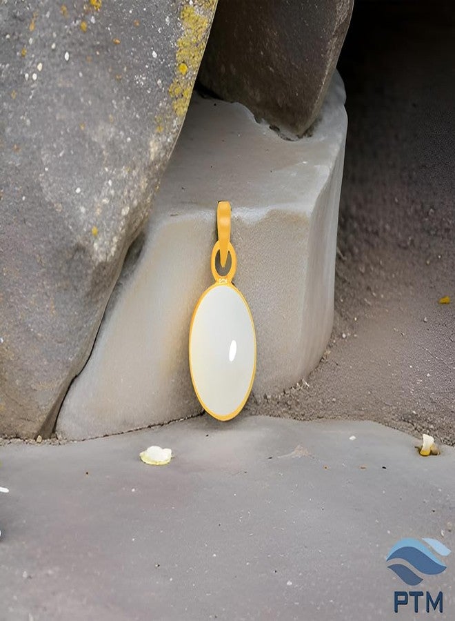 Ptm Natural Moonstone/Chandrakant 9.25 Ratti or 8.5 Carat Astrological Certified Gemstone Panchdhatu/5 Metals 22k Gold Plated Pendant for Men & Women -fba3925 - Image 2