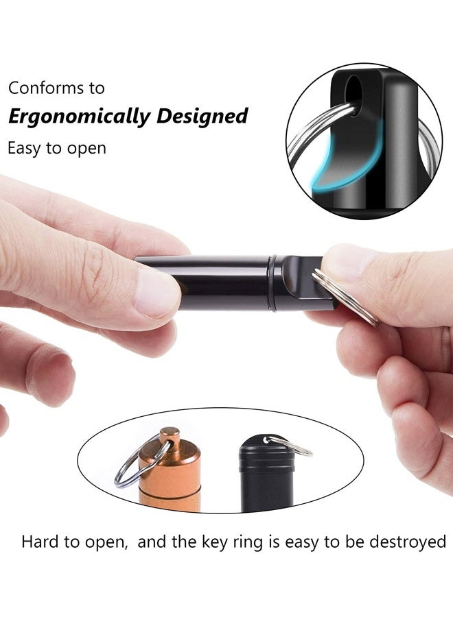 2 Pack Small Pocket Pill Box Keychain, Portable Mini Aluminium Alloy Pill Organizer Case Container for Purse,for Outdoor Camping Travel - Image 3
