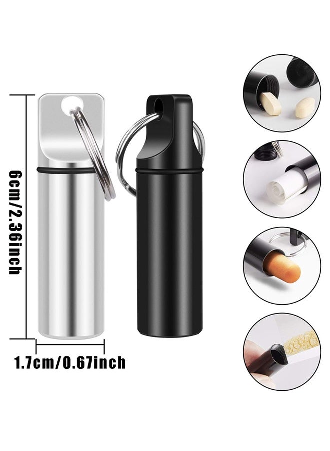 2 Pack Small Pocket Pill Box Keychain, Portable Mini Aluminium Alloy Pill Organizer Case Container for Purse,for Outdoor Camping Travel - Image 2