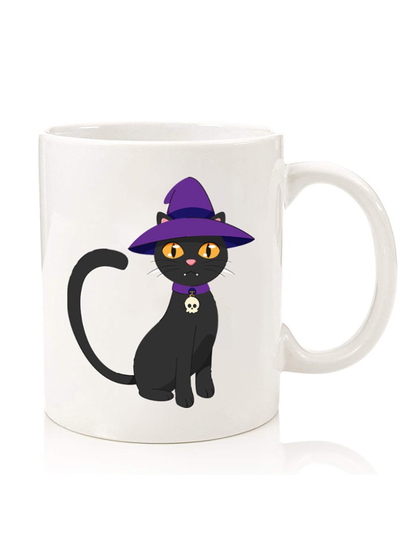 Theodor Premium Quality Two Sided Printed Coffee Mug Tea Cup For Home Office, Kids Men Women Cat wearing hat halloween - Image 1