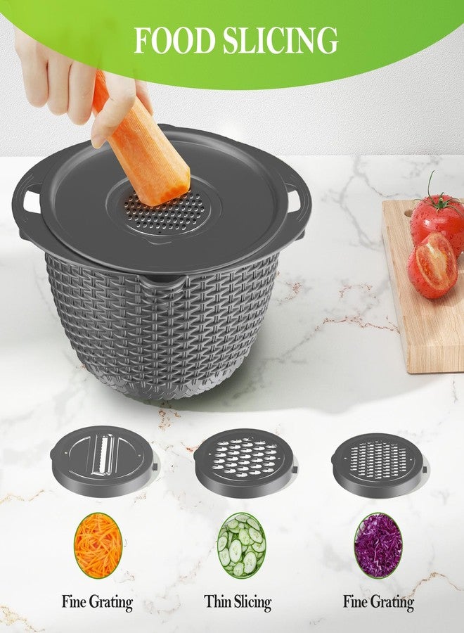 UTTKOJ 4-1 Colander with Mixing Bowl Set - Strainer With Bowl, Pasta And Rice Strainer, Strainer And Colanders, Fruit Cleaner, Veggie Wash, Salad Spinner, Apartment Essentials Kitchen Gadgets - Grey - Image 3