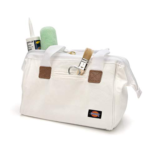 Dickies 12-Inch Durable Canvas Work Bag for Painters, Carpenters, and Builders, Heavy-Duty Zipper, Reinforced Handles, White - Image 3