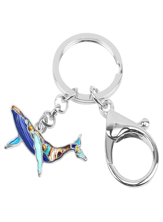 DALANE Enamel Alloy Whale Keychains Ocean Fish Bag Key Ring Novelty Jewelry Gifts for Women Girls Kids Charms (Blue) - Image 2